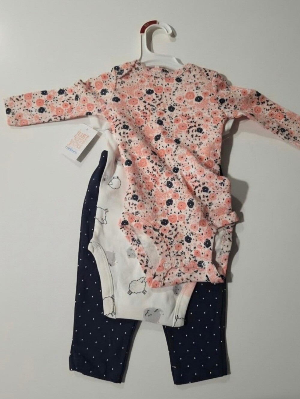 Carter's Floral Print Baby Bodysuit in Coral and Black